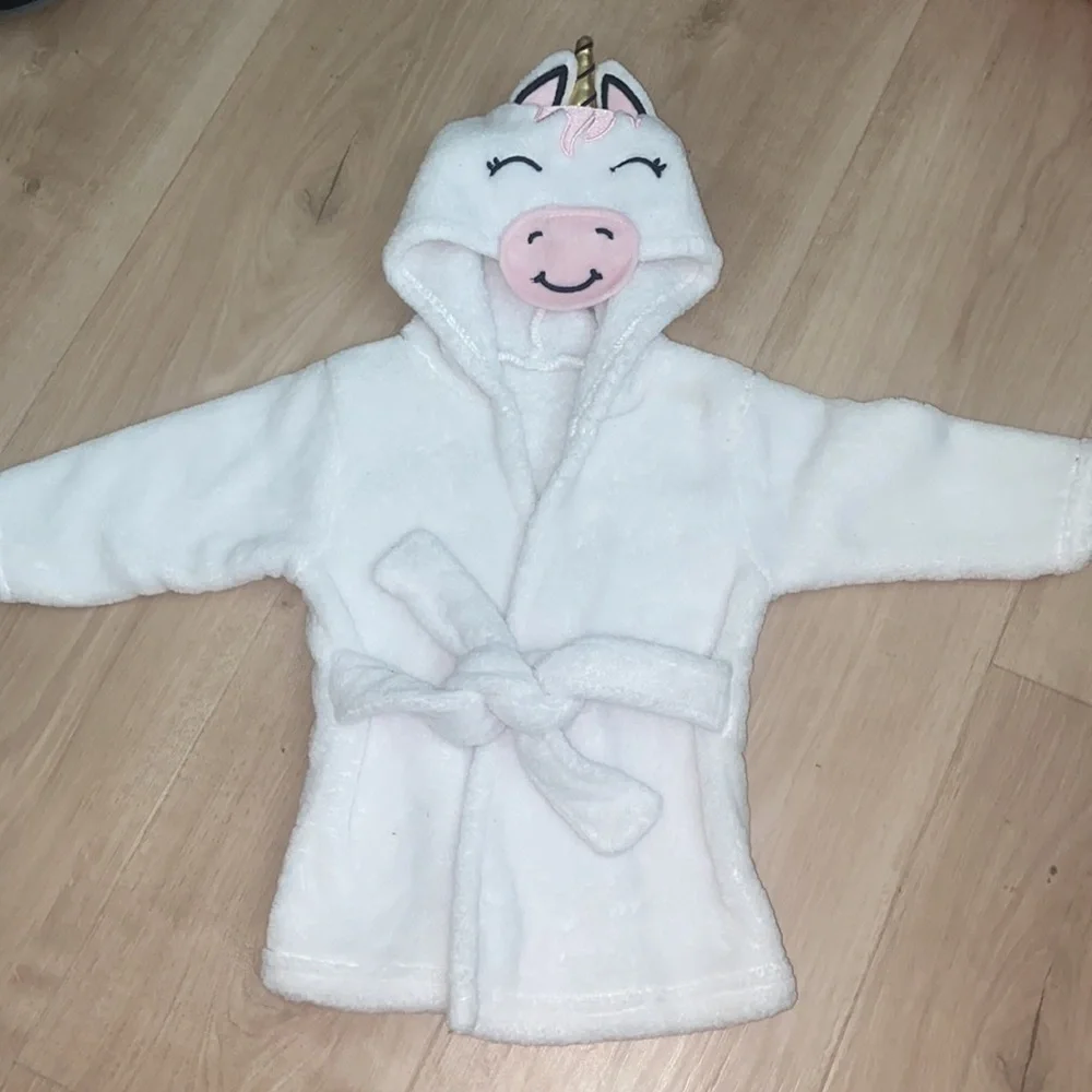 Hudson Baby Plush Bathrobe, Modern Unicorn, 0-9 Months